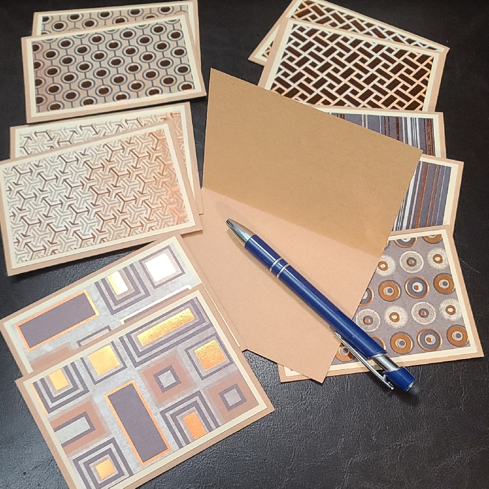 Bronzed Metallic & Brown 24 Note Cards for Personalized Thank You cards NWT
